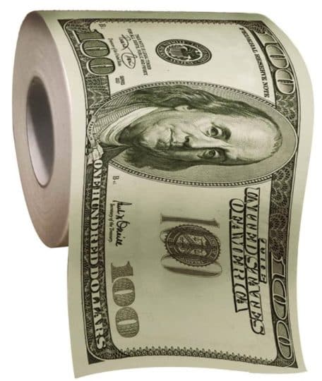 100 dollar bill toilet paper