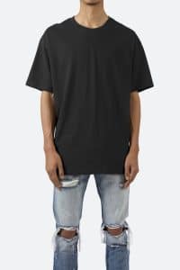 man wearing an oversized black tee