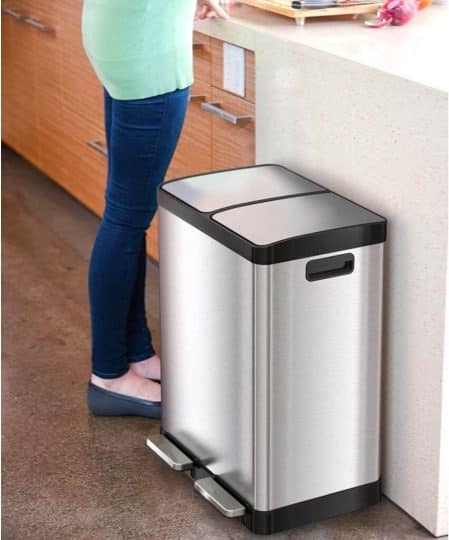  iTouchless 16 Gallon Dual Step Trash Can 