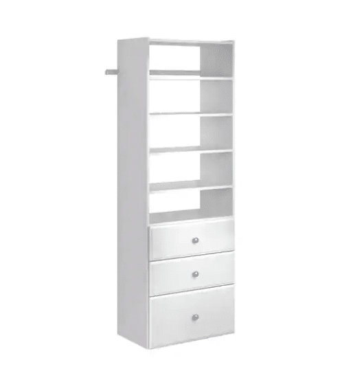 Closet Evolution Essential Shelf 25 in. W White Wood Closet Tower