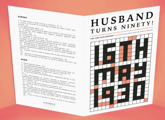 Custom crossword puzzle card