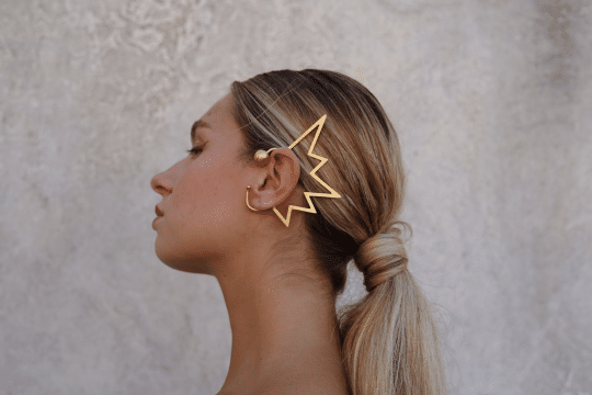 Gold metal ear cuff with lightning