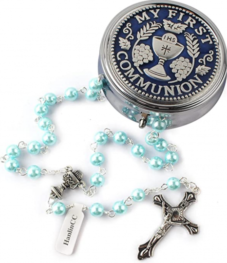 Glass Pearl First Communion Rosary