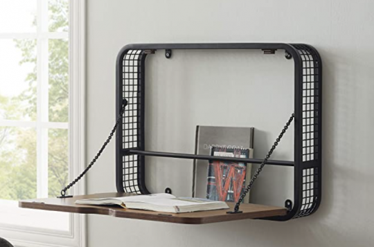 Walker Edison Modern Wood and Metal Wall Mounted Writing Desk