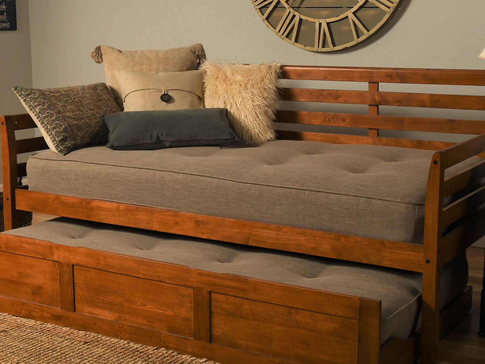 wooden trundle bed