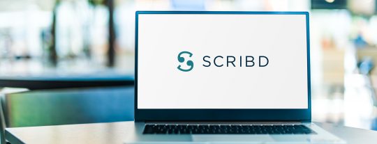Laptop open to a SCRIBD screen