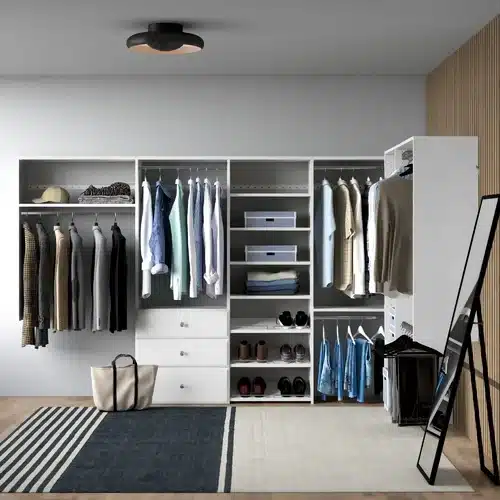 Wayfair Dotted Line Grid 120” W Closet System Corner System